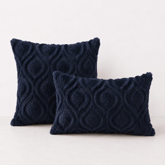 Geometric Quilted Pillow Covers- Navy