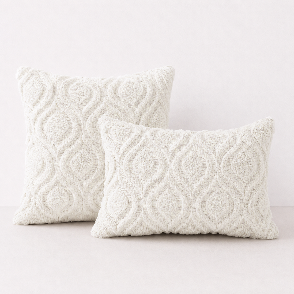 Geometric Quilted Pillow Covers- Ivory