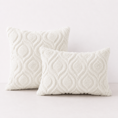 Geometric Quilted Pillow Covers- Ivory