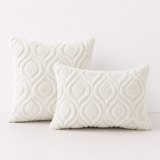 Geometric Quilted Pillow Covers- Ivory