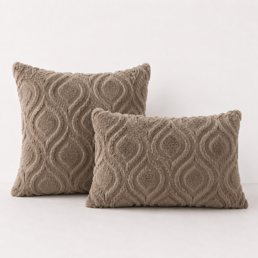 Geometric Quilted Pillow Covers- Brown