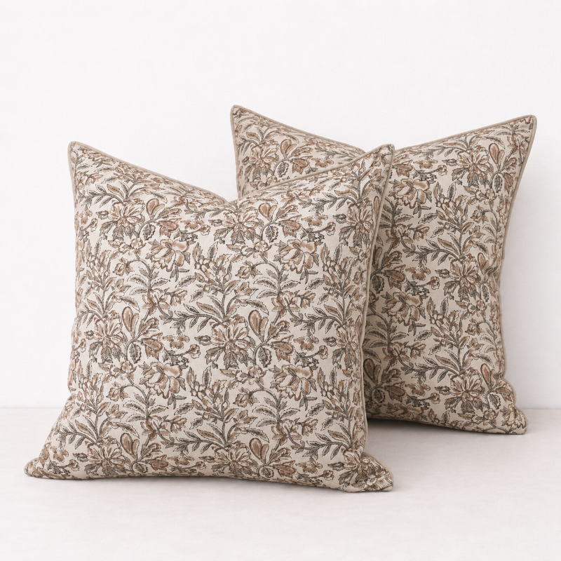 Vintage Floral Throw Pillow Cover