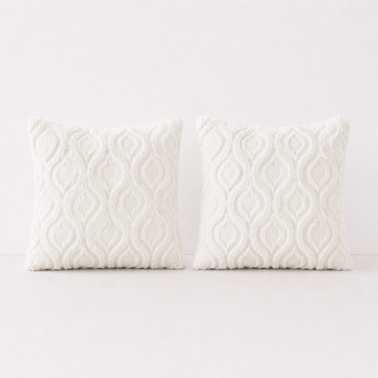 Boho Abstract Throw Pillow Covers - White