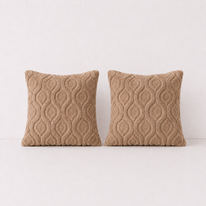 Boho Abstract Throw Pillow Covers -  Brown