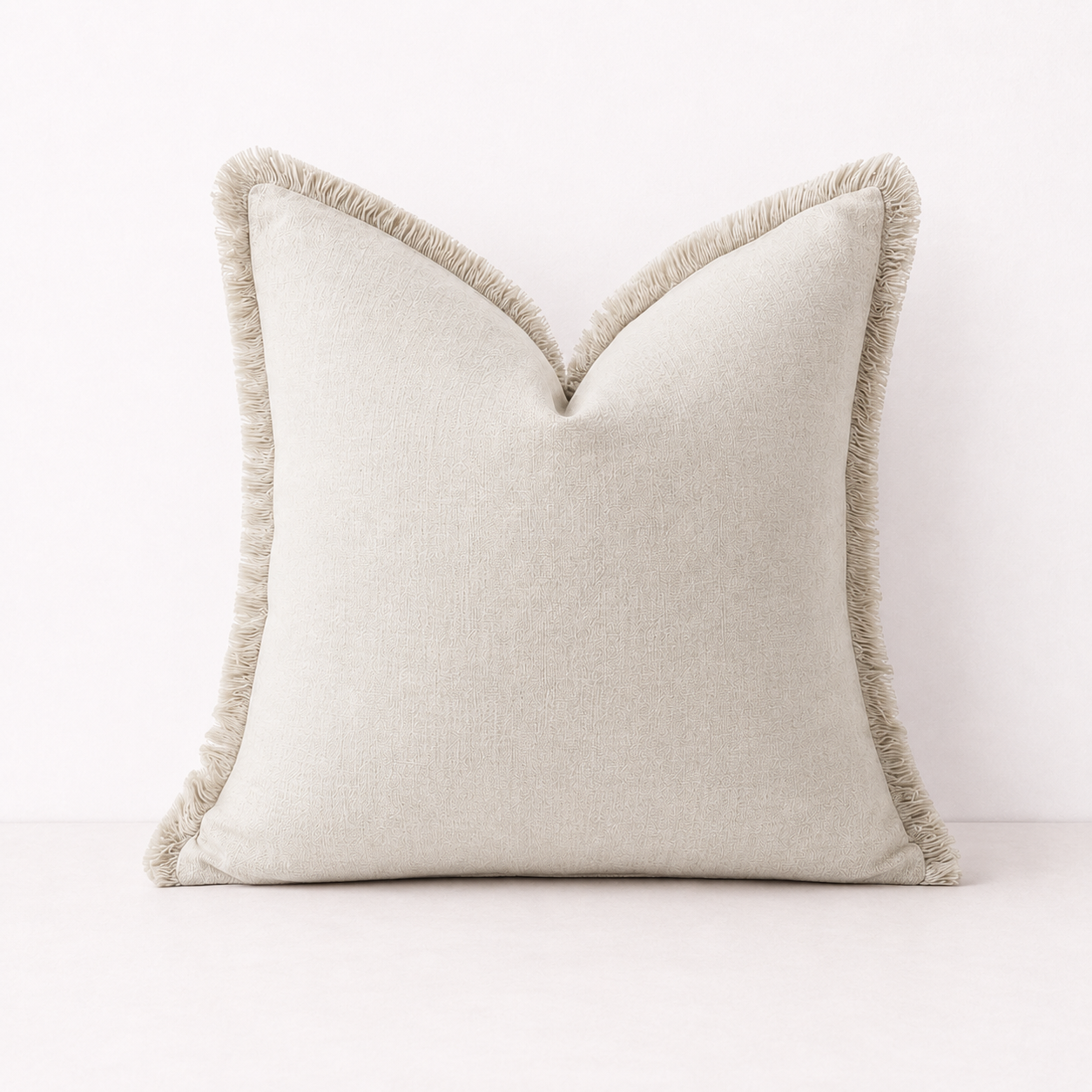 Bohemian Washed Fringe Throw Pillow Covers- Ivory