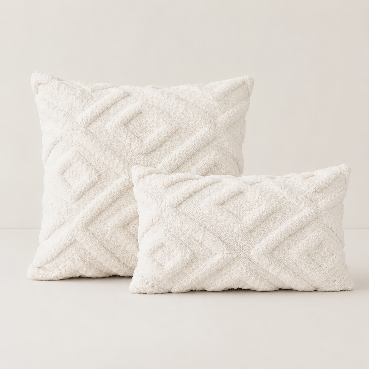 Boho Abstract Throw Pillow Cover- White