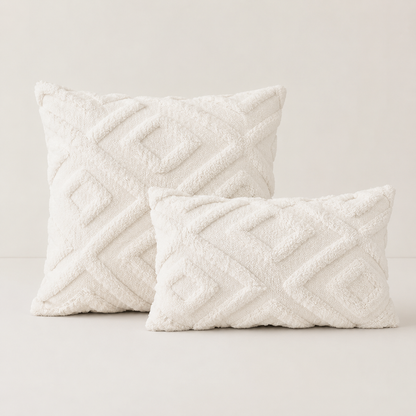 Boho Abstract Throw Pillow Cover- White