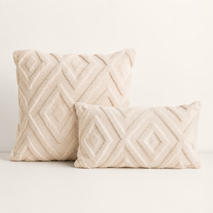 Boho Abstract Throw Pillow Cover- Ivory