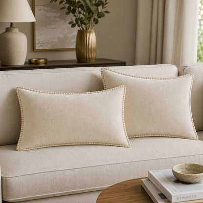 Soft Chenille Throw Pillow Covers-Ivory