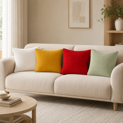 Rustic Corduroy Throw Pillow Cover- Red