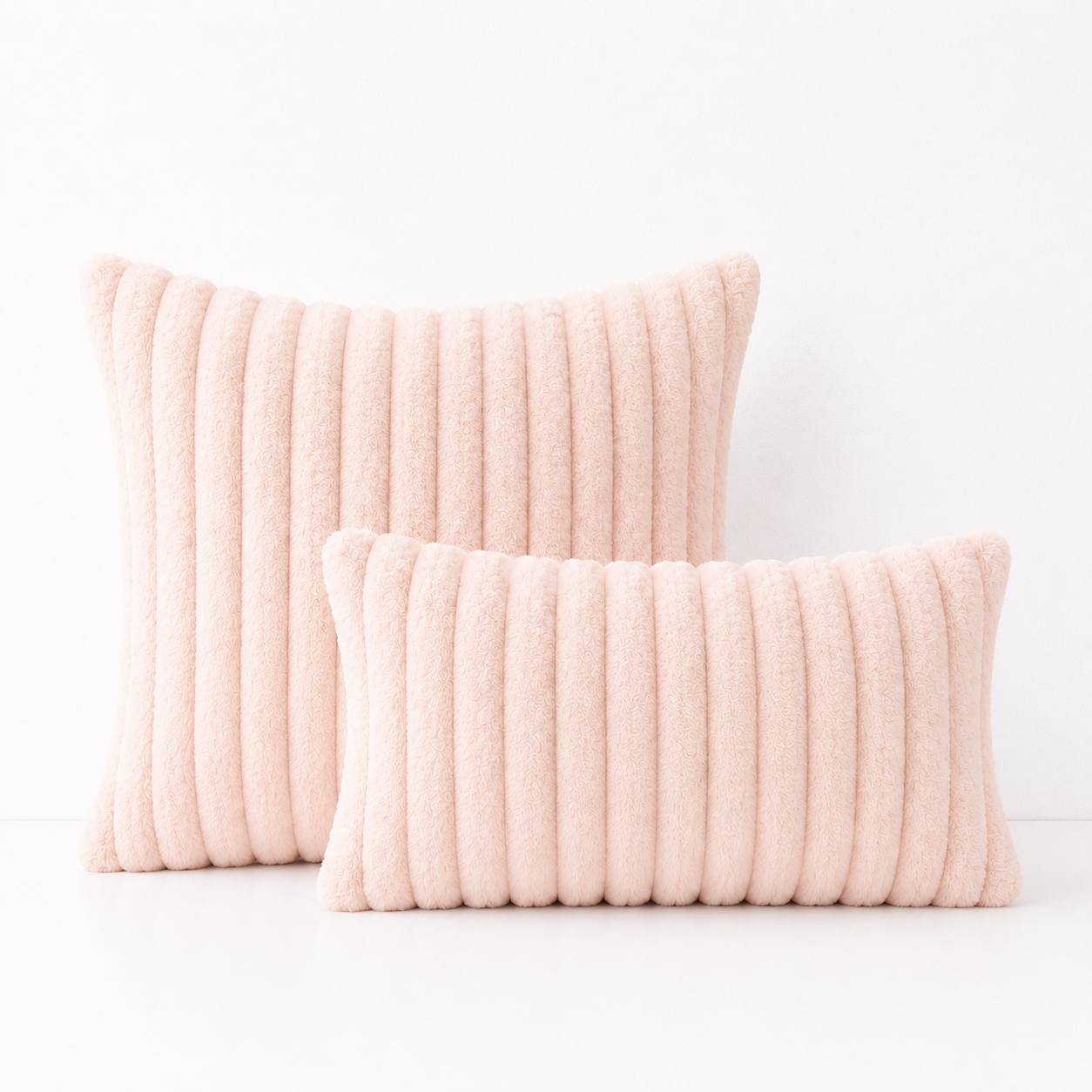 Faux Fur Boho Throw Pillow Covers- Pink