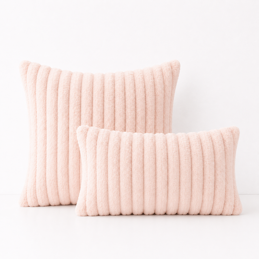 Faux Fur Boho Throw Pillow Covers- Pink