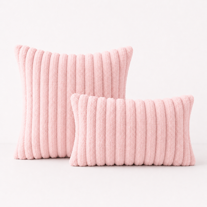 Faux Fur Boho Throw Pillow Covers- Pink