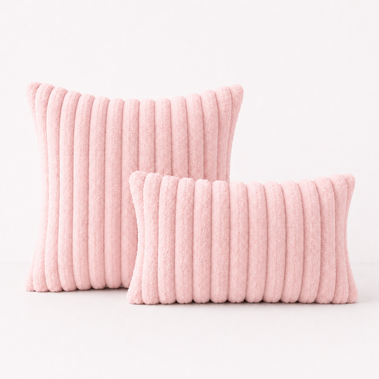 Faux Fur Boho Throw Pillow Covers- Pink