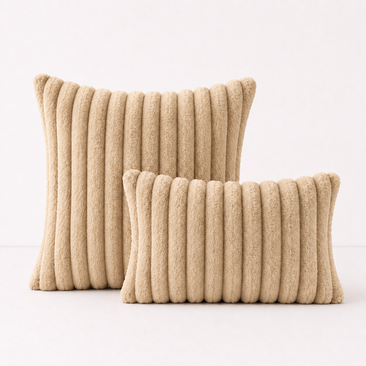 Faux Fur Boho Throw Pillow Covers- Brown