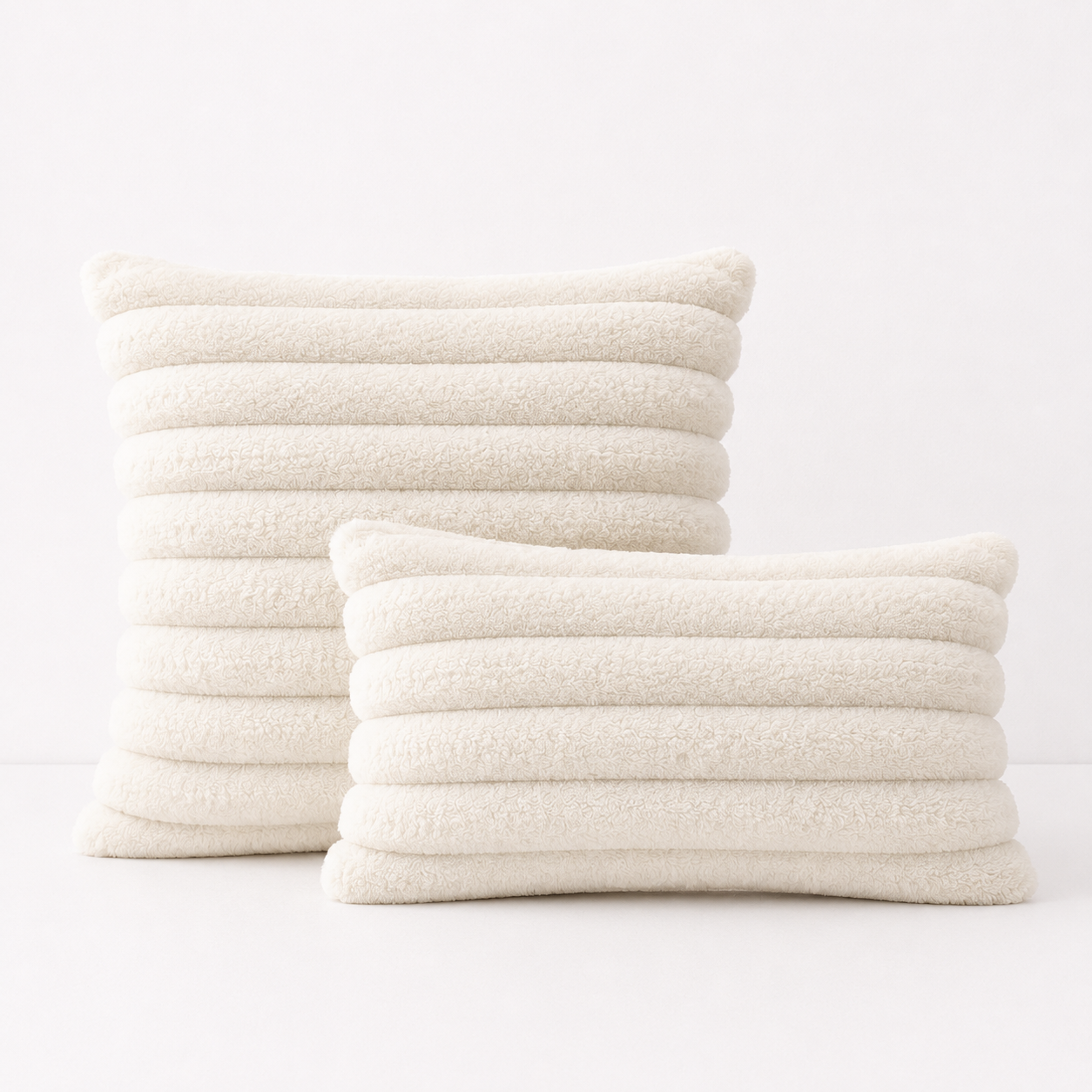 Faux Fur Boho Throw Pillow Covers- White