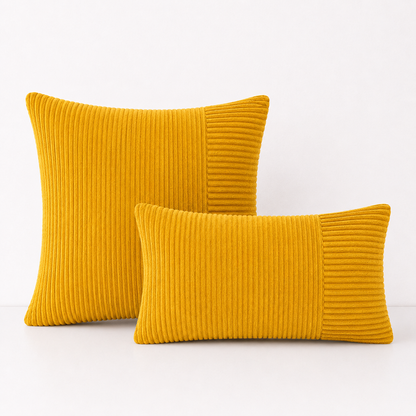 Rustic Corduroy Throw Pillow Cover- Yellow