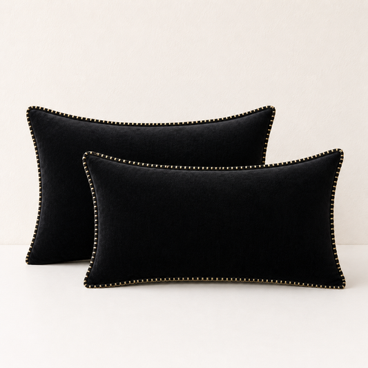 Soft Chenille Throw Pillow Covers- Black