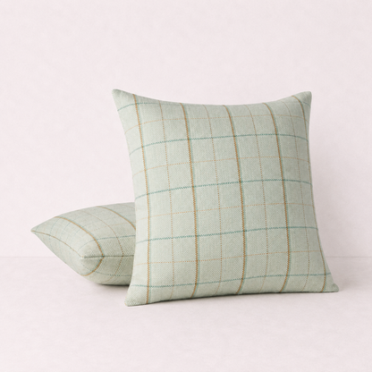 Windowpane Check Decorative Throw Pillow Cover- Green