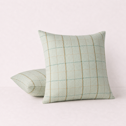 Windowpane Check Decorative Throw Pillow Cover- Green
