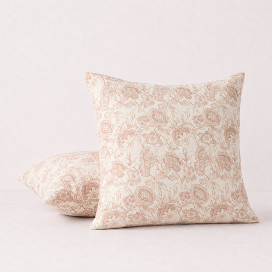 Vintage Floral Decorative Throw Pillow Cover- Beige