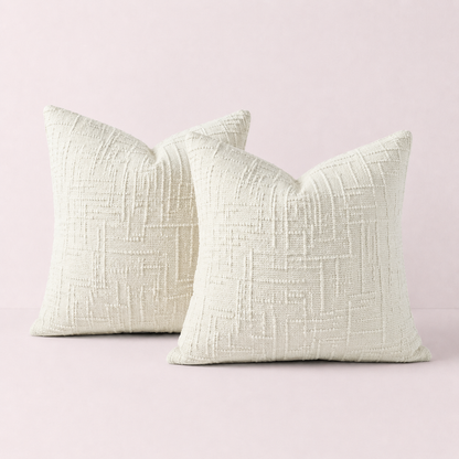 Thick Textured Slubby Couch Pillow Covers -Ivory