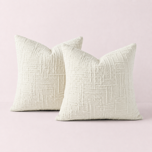 Thick Textured Slubby Couch Pillow Covers -Ivory