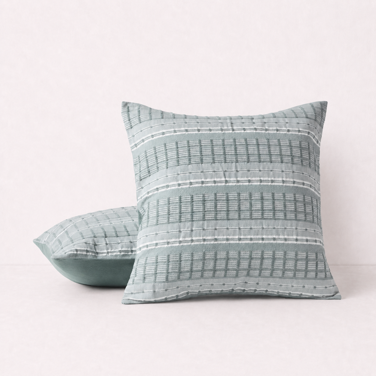 Textured Grid Stripe Decorative Throw Pillow Cover- Grey