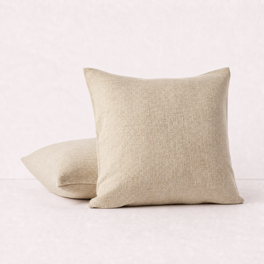 Herringbone Weave Decorative Throw Pillow Cover- Beige