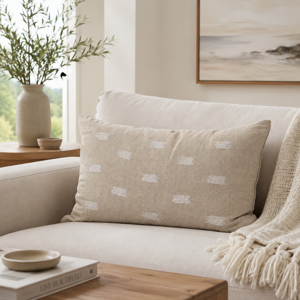 Minimalist Linen Stitch Pillow Covers