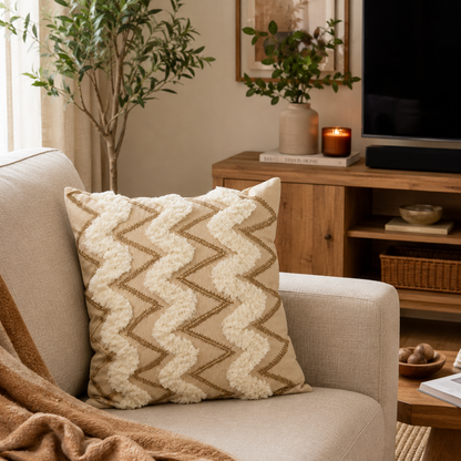 Textured Zigzag Throw Pillow Cover