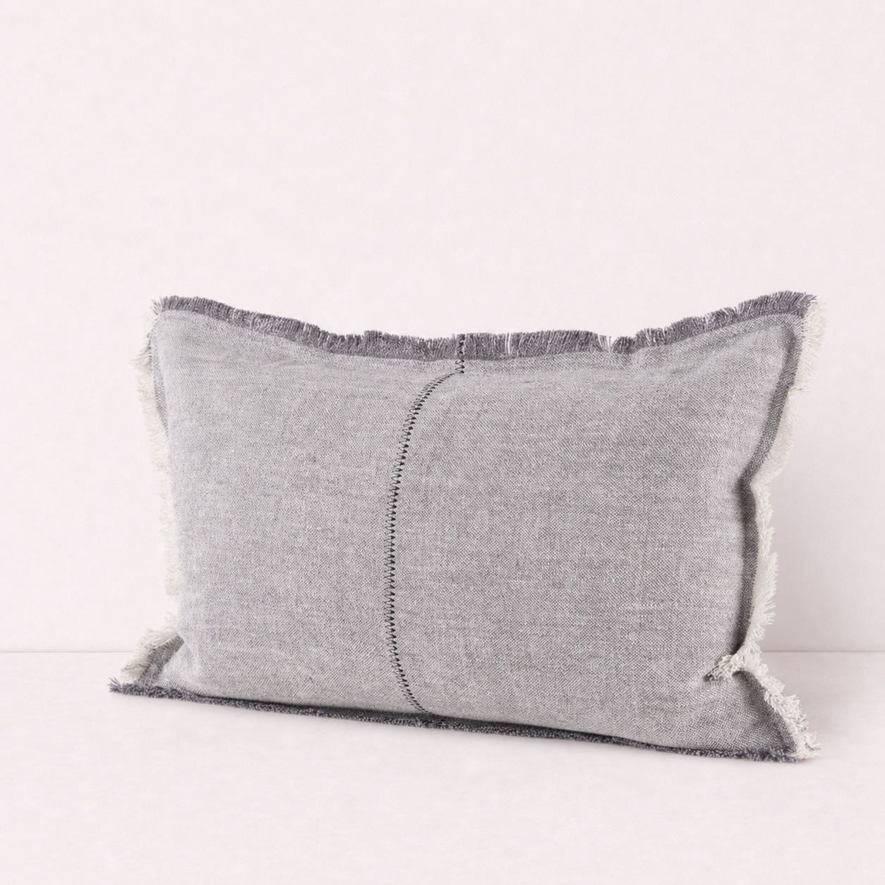 Frayed Edge Neutral Lumbar Pillow Cover