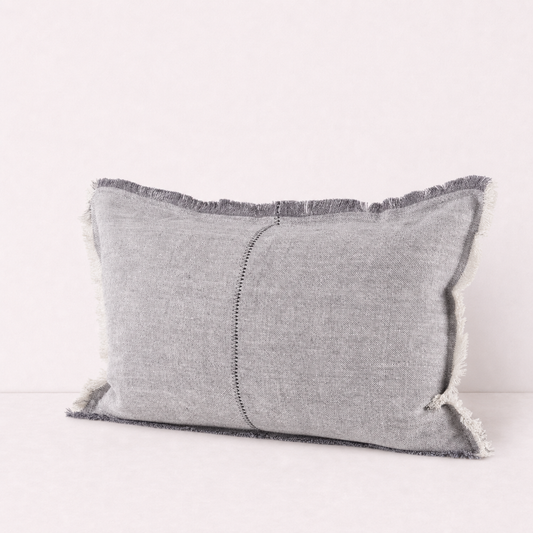 Frayed Edge Neutral Lumbar Pillow Cover