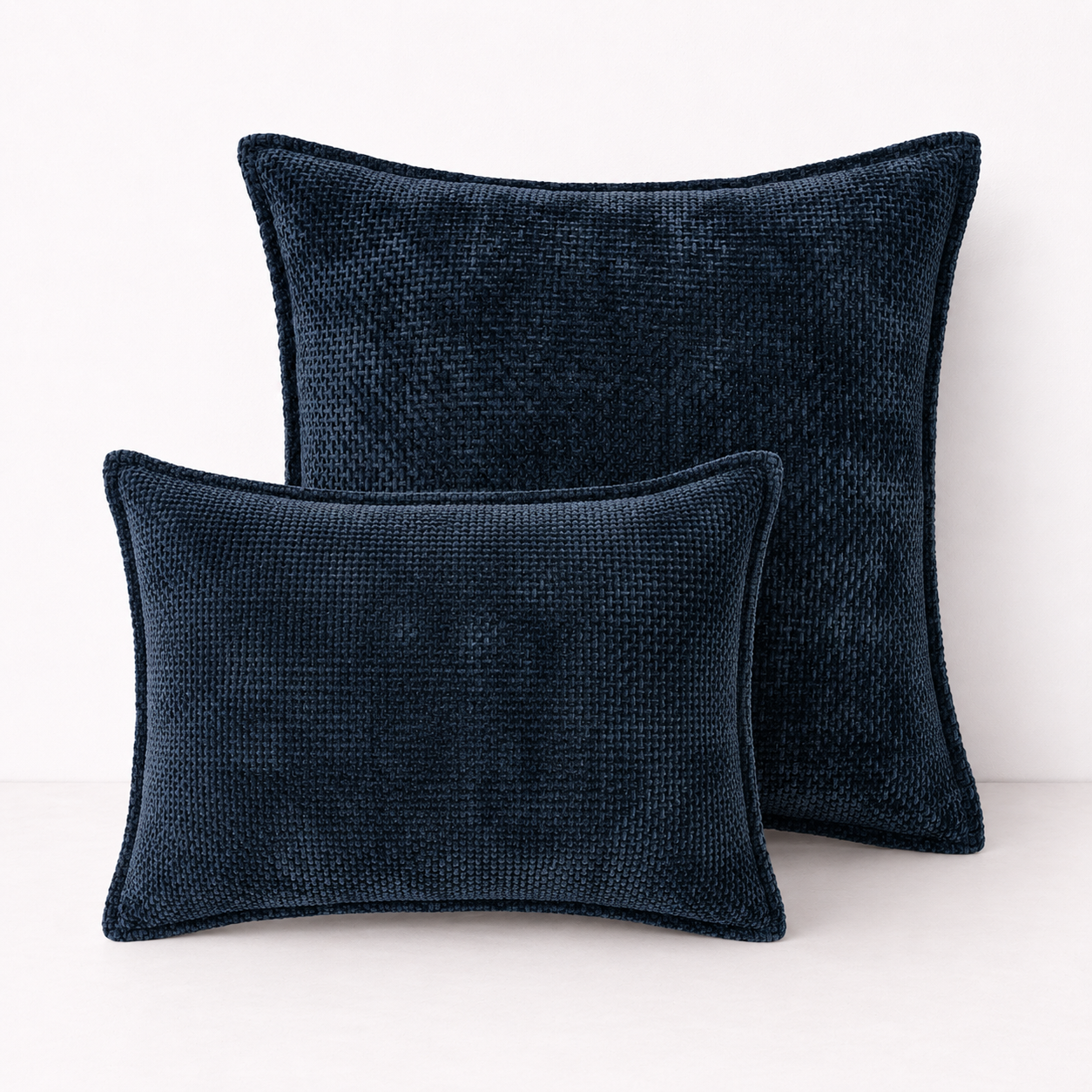 Luxury Chenille Throw Pillow Covers- Navy