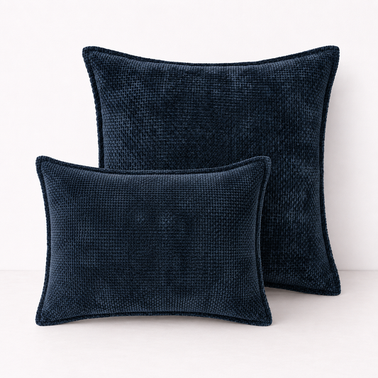Luxury Chenille Throw Pillow Covers- Navy