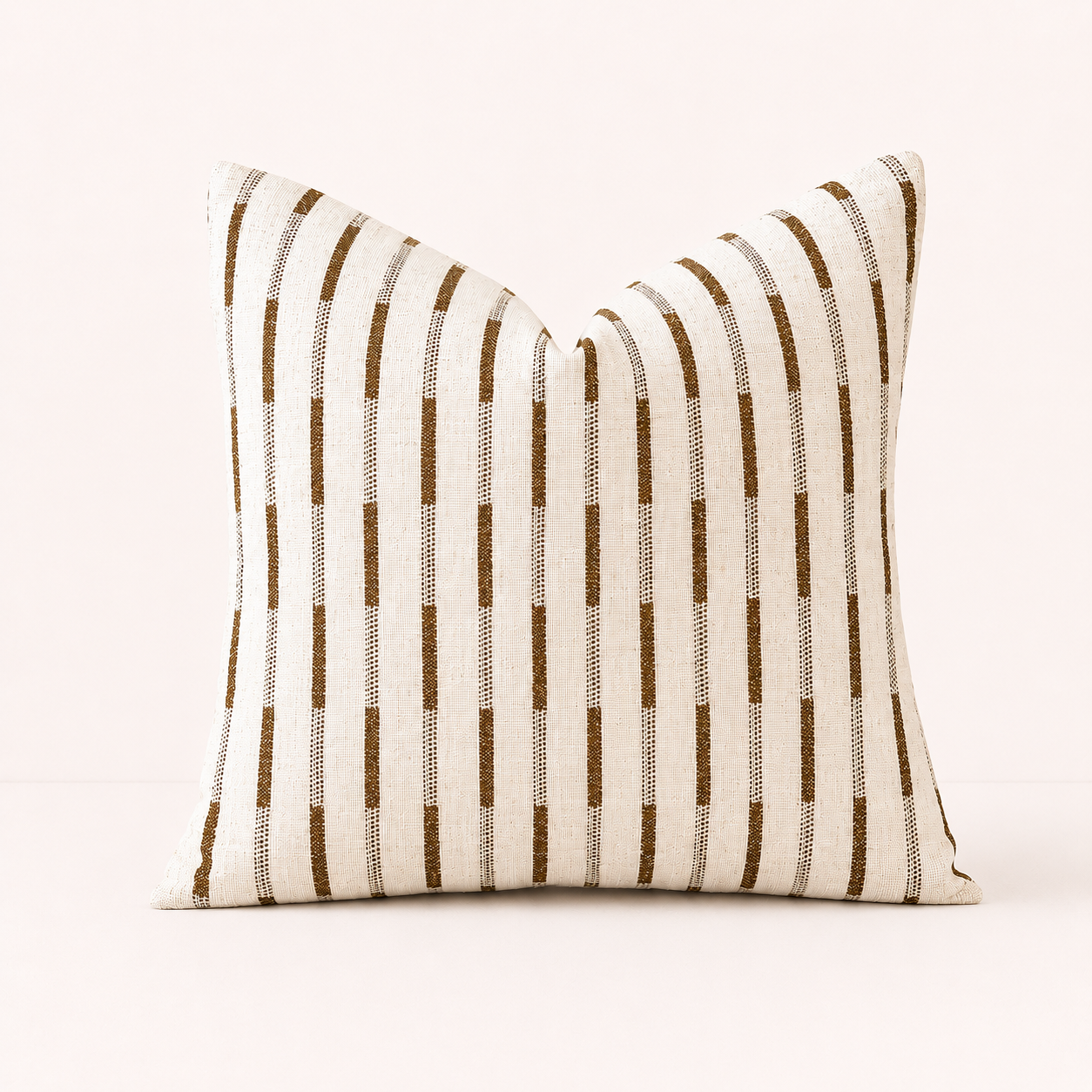 Neutral Farmhouse Throw Pillow Cover - Beige Stripe