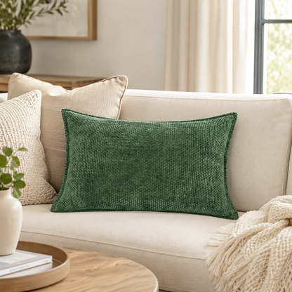 Luxury Chenille Throw Pillow Covers- Green