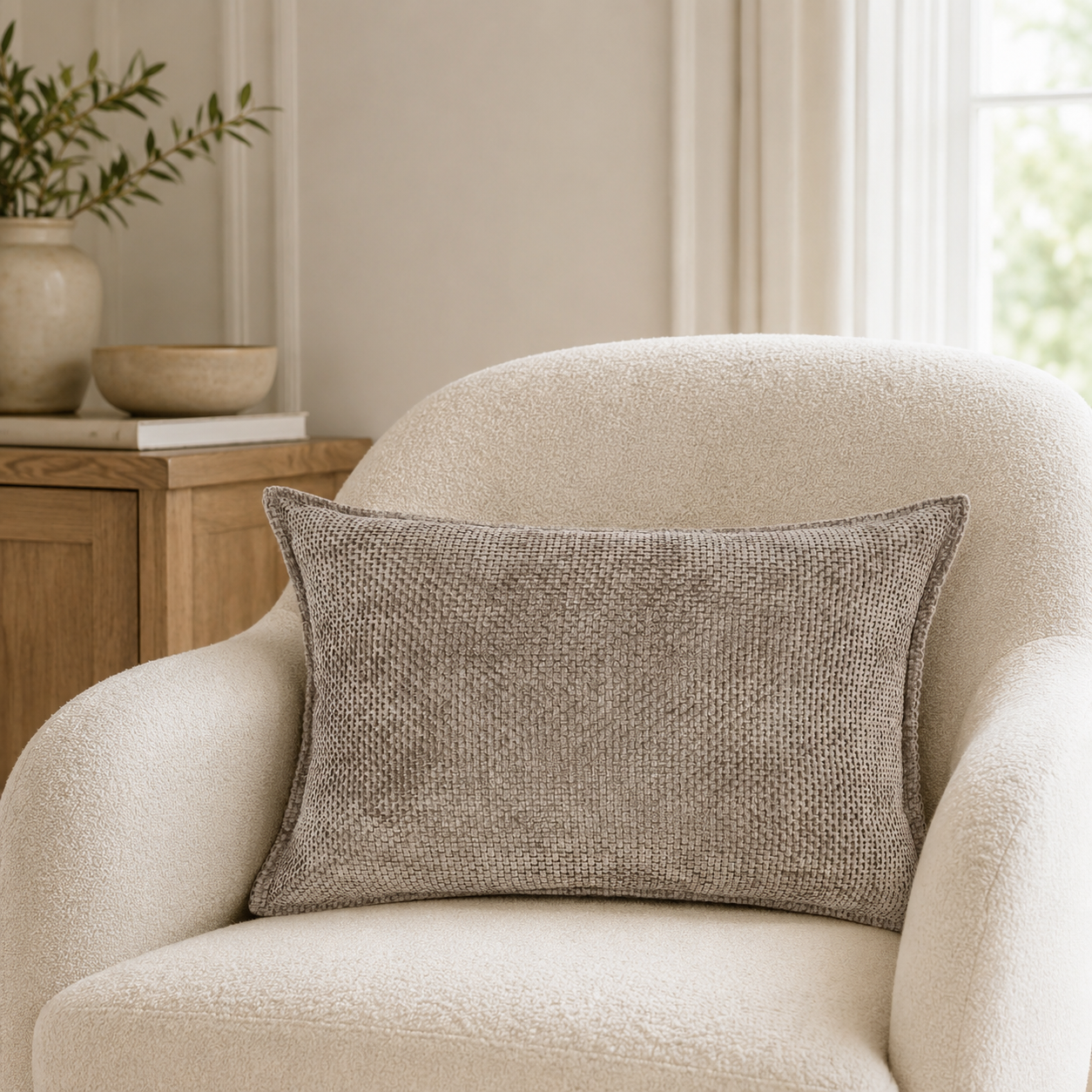 Luxury Chenille Throw Pillow Covers- Brown