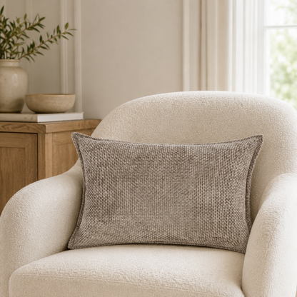 Luxury Chenille Throw Pillow Covers- Brown