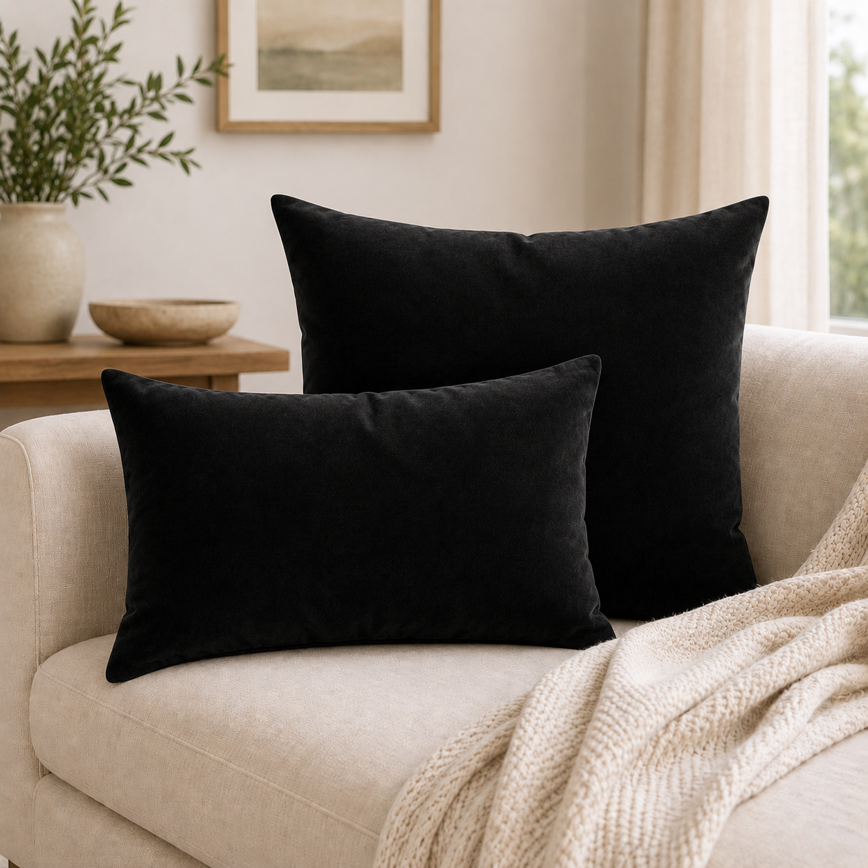 Elegant Black Velvet Cushion Cover