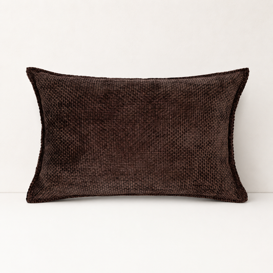 Luxury Chenille Throw Pillow Covers- Brown
