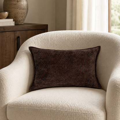Luxury Chenille Throw Pillow Covers- Brown