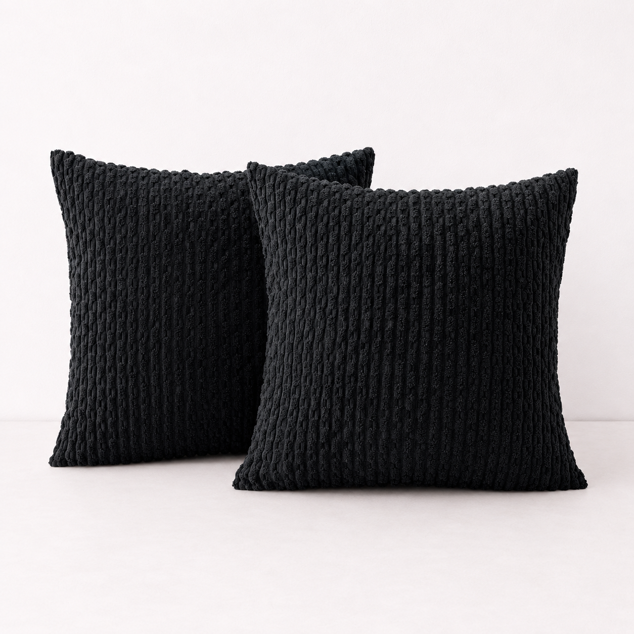 Rustic Textured Throw Pillow Covers- Black