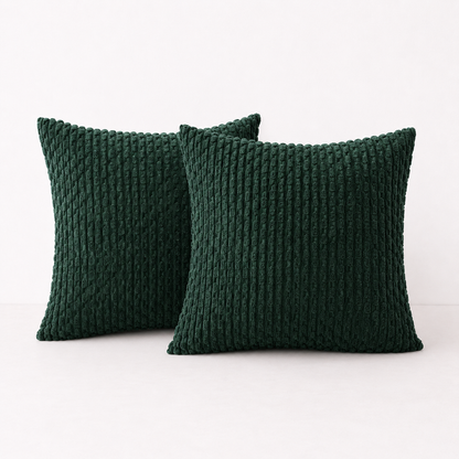 Rustic Textured Throw Pillow Covers- Green
