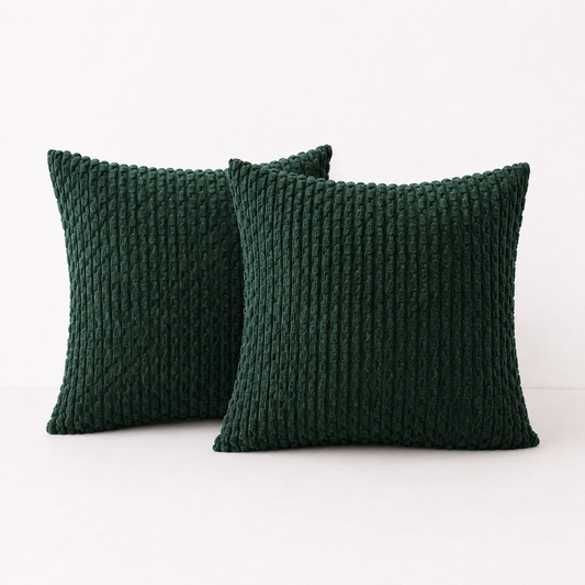 Rustic Textured Throw Pillow Covers- Green