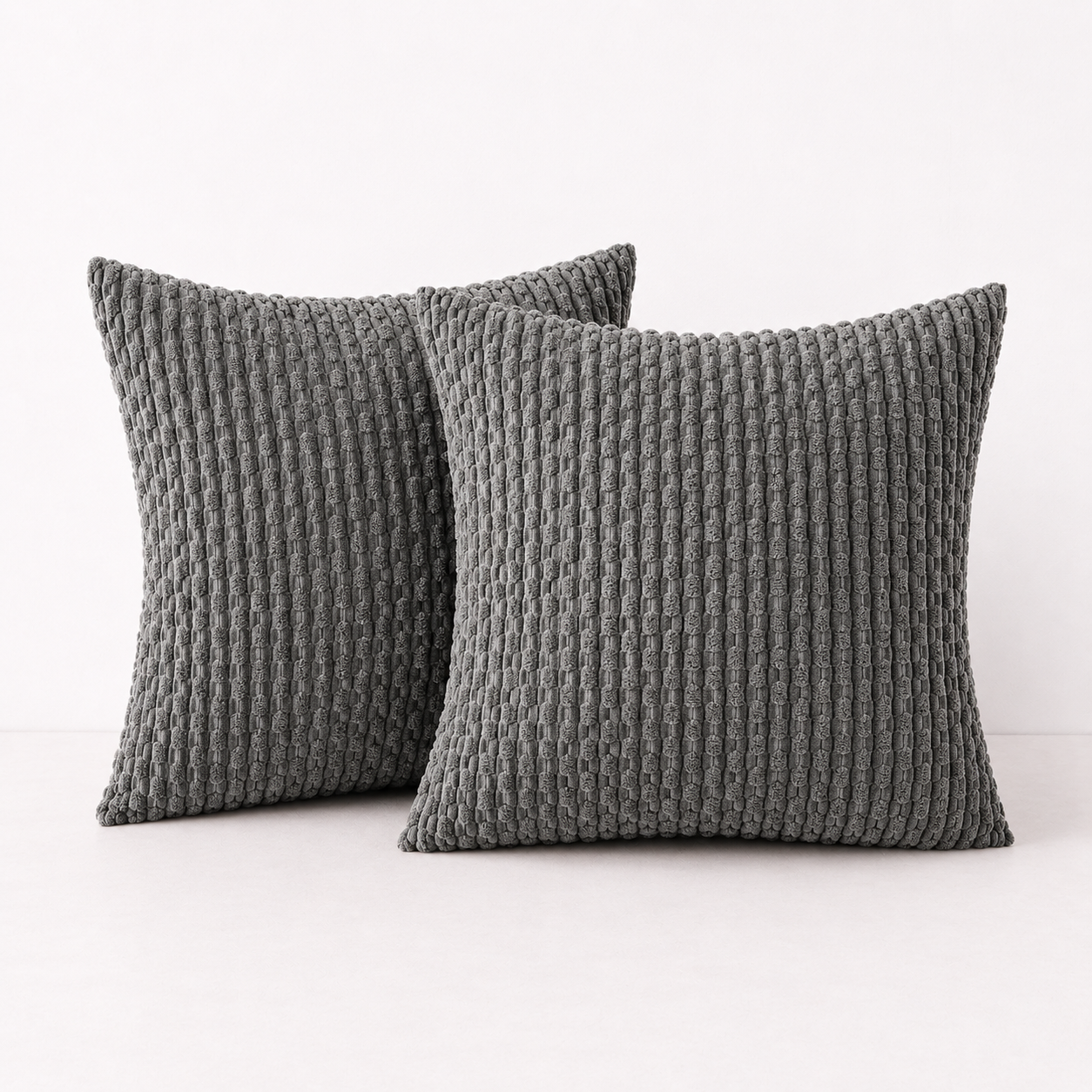 Rustic Textured Throw Pillow Covers- Grey