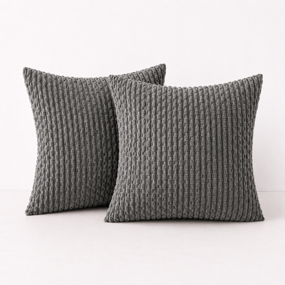 Rustic Textured Throw Pillow Covers- Grey