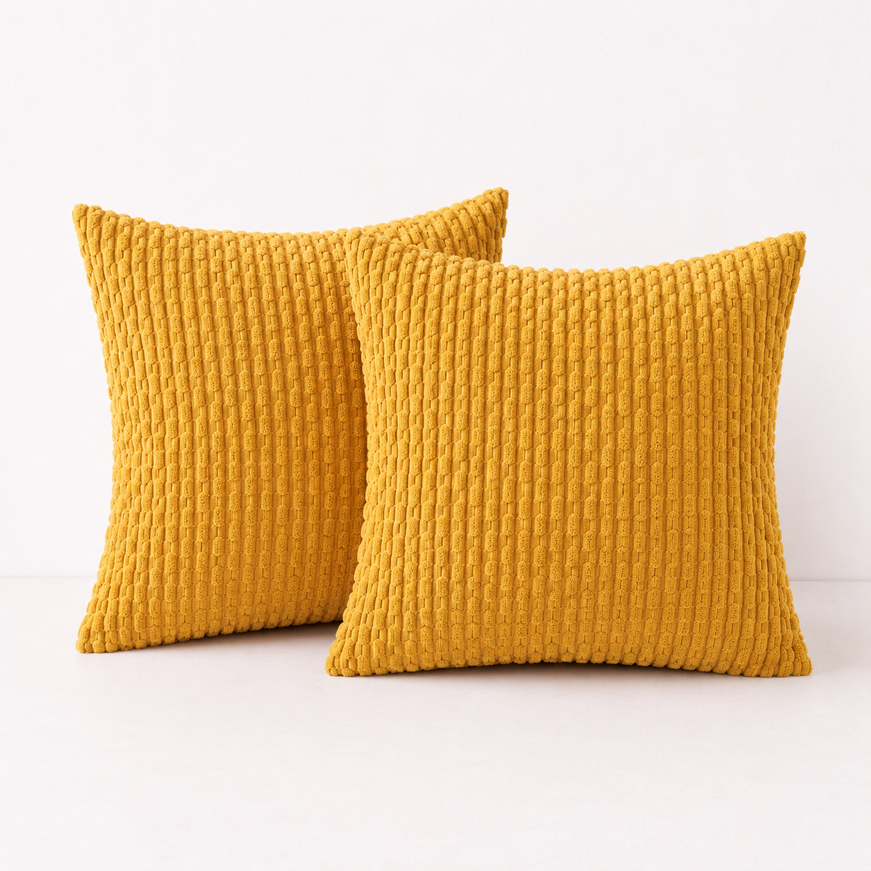 Rustic Textured Throw Pillow Covers- Yellow