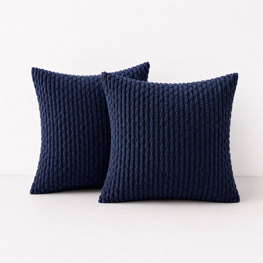 Rustic Textured Throw Pillow Covers- Blue