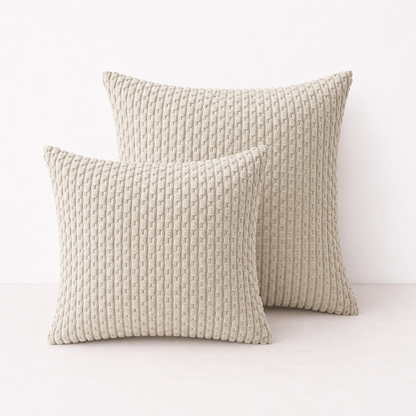 Rustic Textured Throw Pillow Covers- Beige